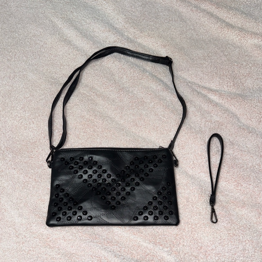 Black Studded Crossbody Bag